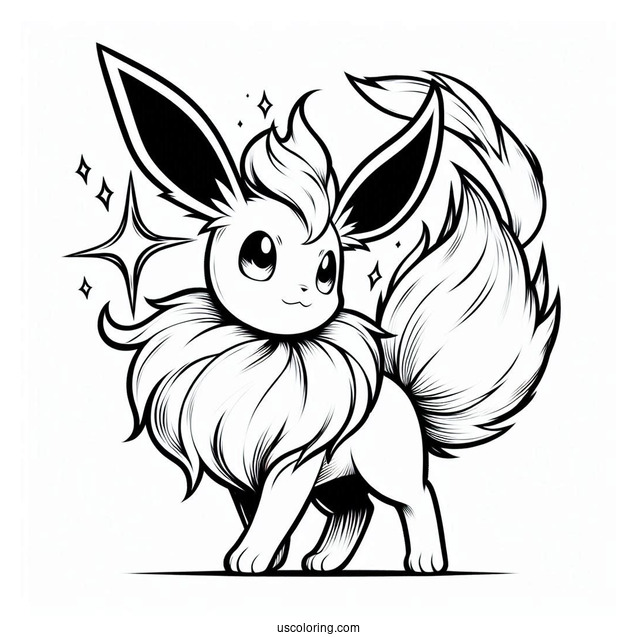 Flareon Eevee In Battle Stance Coloring In
