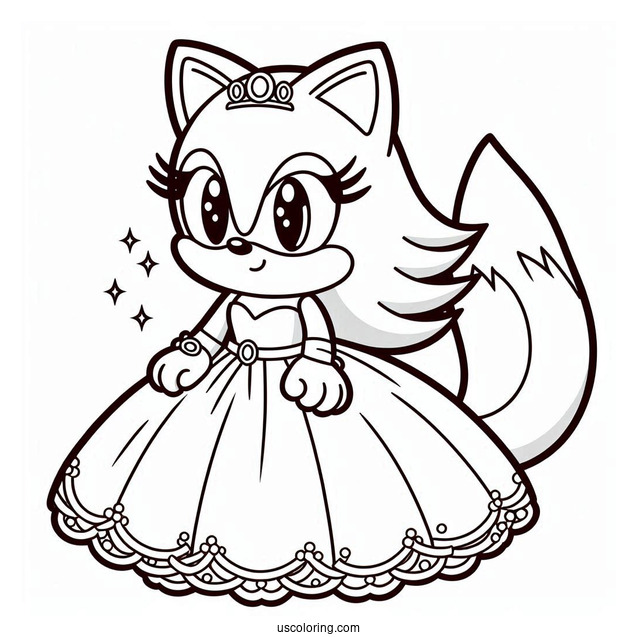 Blaze the Cat Wearing Gown Coloring In