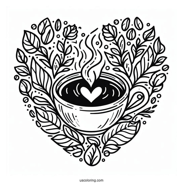 Coffee Coloring Pages Of Heart Coffee Art For Kids