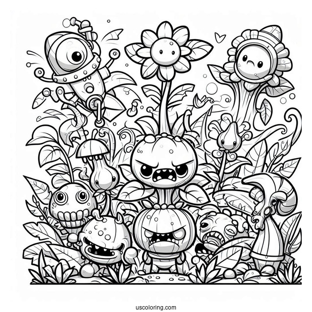 Detailed Coloring Page Of Plants Vs Zombies