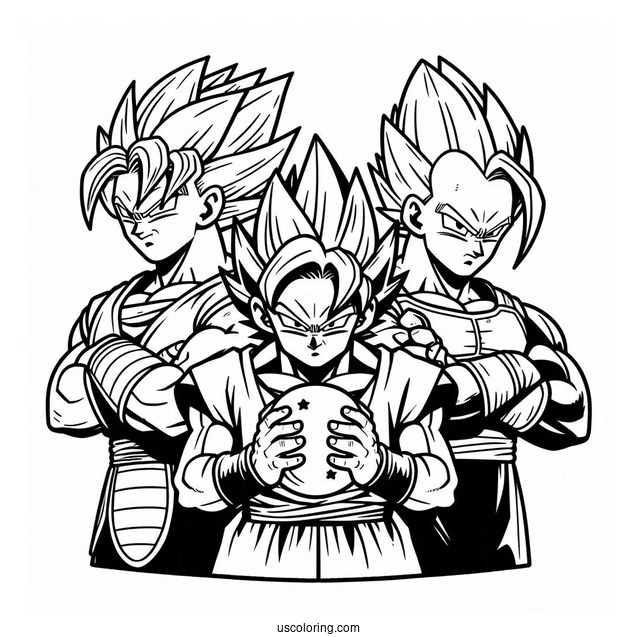 Dragon Ball Z Coloring Page Of Android 16, 17, and 18 Dragon Ball Z Villains