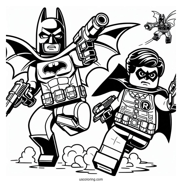 Lego Batman And Robin Fighting Crime Coloring