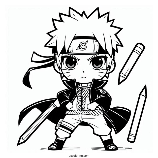 Naruto Coloring Page Of Chibi Sasuke For Preschoolers