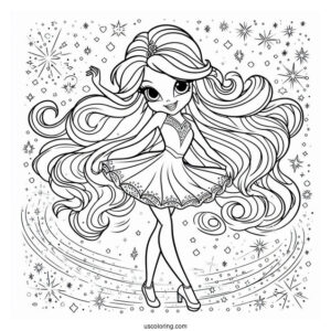 Easy Shimmer And Shine Coloring Page Dancing Outline