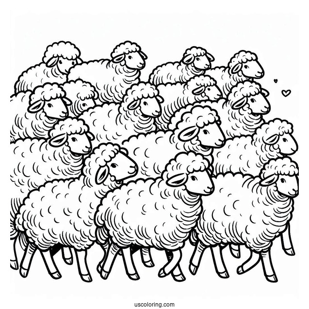 Flock Of Sheep Coloring Sheet