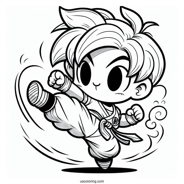 Dragon Ball Z Coloring Page Of Kawaii Chiaotzu High Kick Dragon Ball Z For Kids