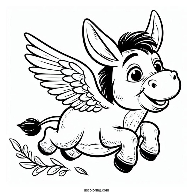 Flying Donkey Coloring Page
