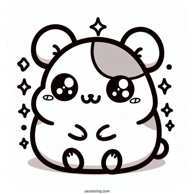 Kawaii Chubby Hamster Coloring Sheet