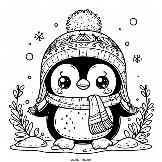 Little Blue Detailed Penguin Coloring In