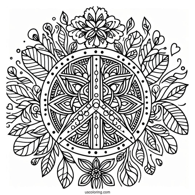 Intricate Peace Coloring Page Mandala