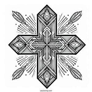 Geometric Cross Coloring Page