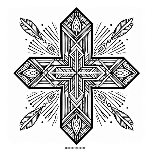Geometric Cross Coloring Page