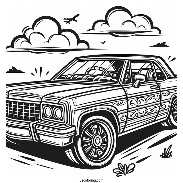 Cartoon Lowrider Coloring Page For Kids