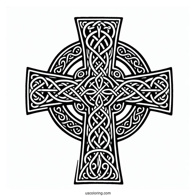 Celtic Cross Coloring Sheet For Kids