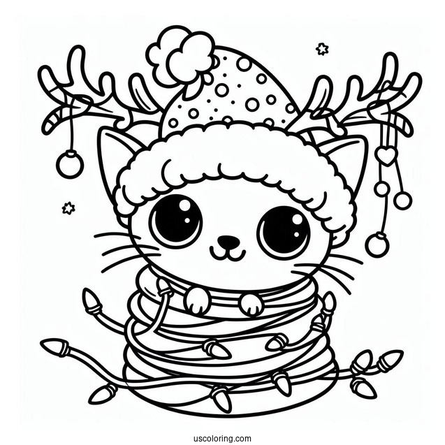 Pete The Cat Wrapped In Christmas Light And Antlers