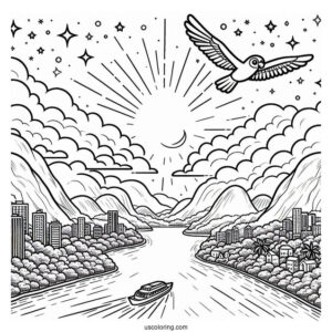 Rio Pedro In The Sky Coloring Page For Preschoolers