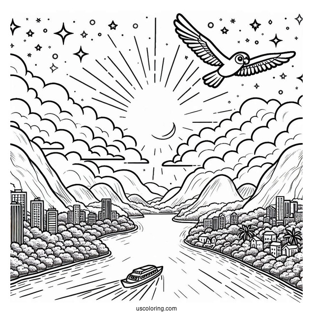 Rio Pedro In The Sky Coloring Page For Preschoolers