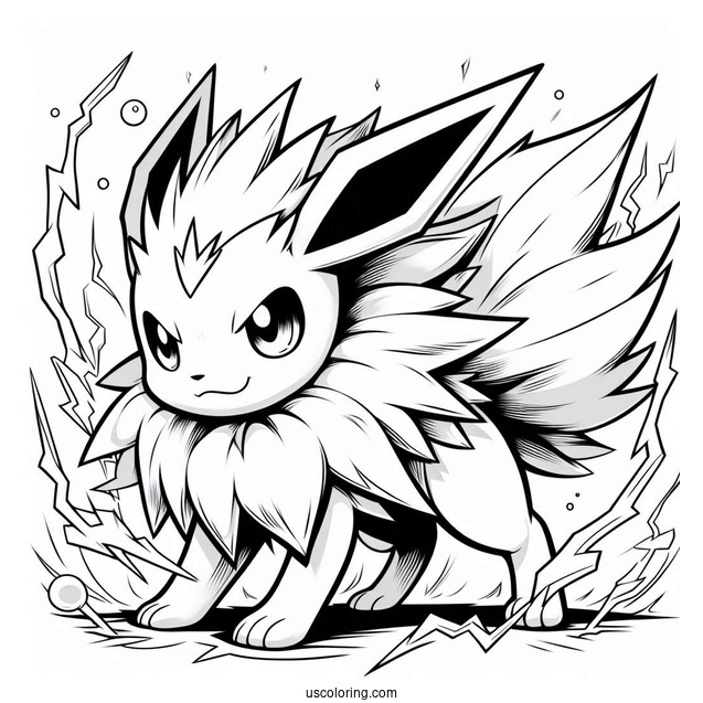 Jolteon Coloring Page In Battle Mode