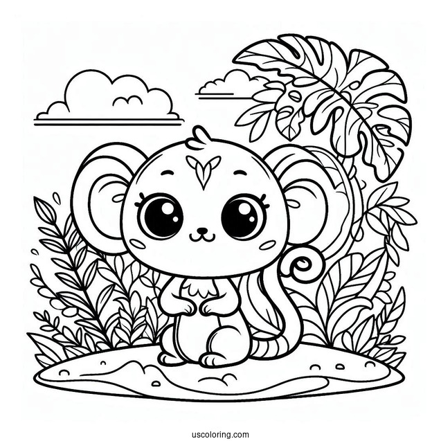 Jungle Book Coloring Page Of Kawaii Hathi Jr. For Preschoolers