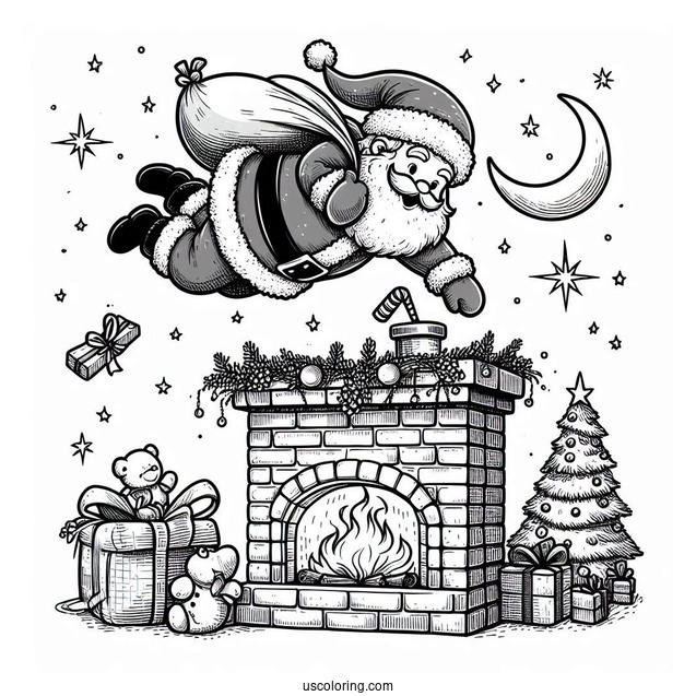 Santa Falling Into Chimney