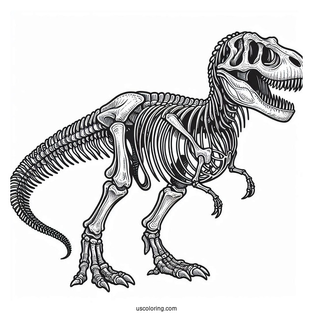 Tyrannosaurus Rex Skeleton Coloring Page