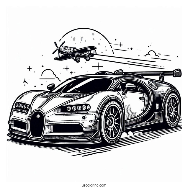 Easy Bugatti Coloring Page Dive For Kids