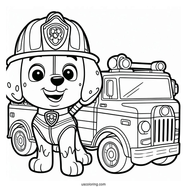 Coloring Page Of Marshall With Fire Truck