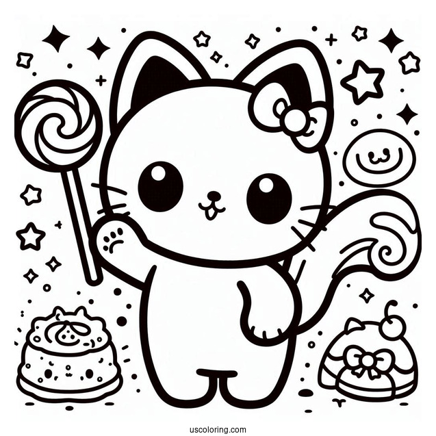 Sanrio Coloring Pages Of Chococat Waving For Kids