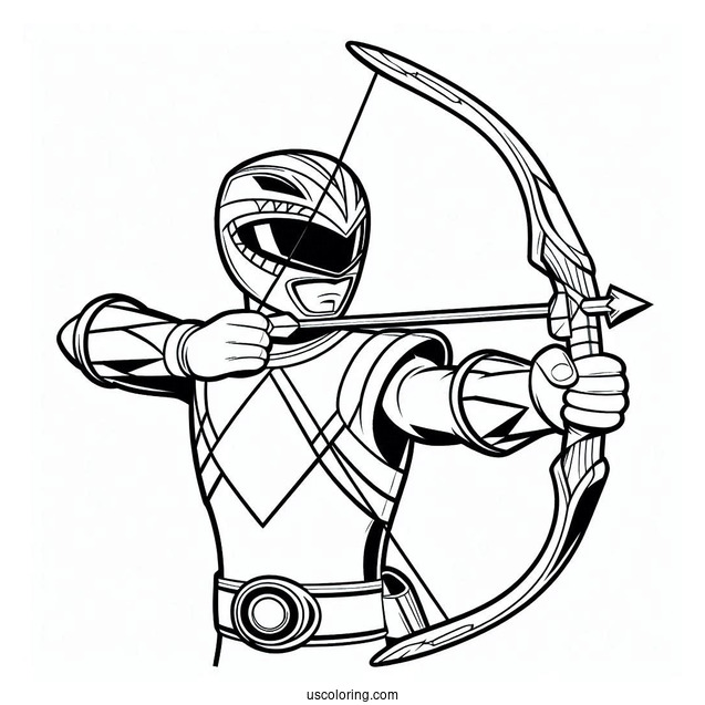 Power Ranger Holding Bow Coloring Sheet