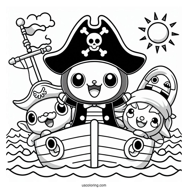 Pirate Pororo Coloring Page Eddy, Poby, Crong, And Friends In Pirate Ship For Kids