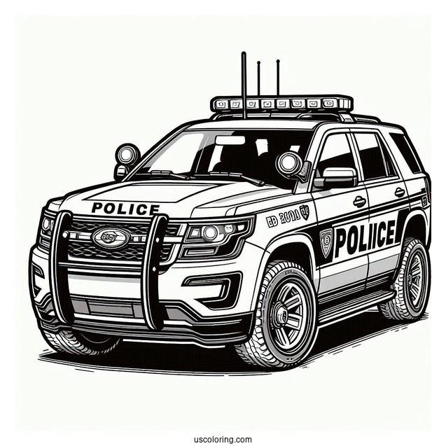 Police SUV Car Coloring Picture