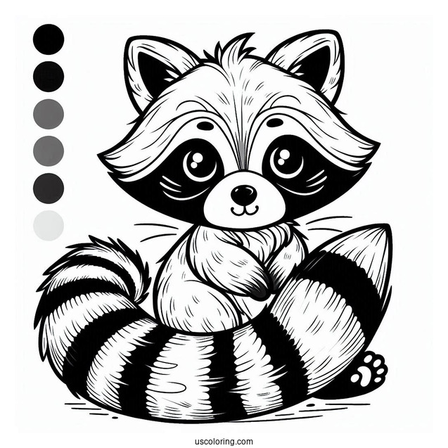 Furry Raccoon Coloring Page For Kids