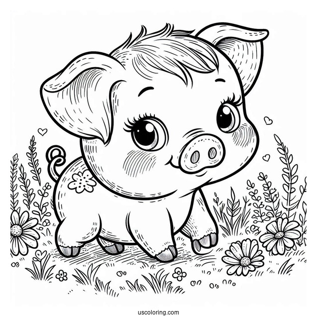 Babe The Pig Walking In Field