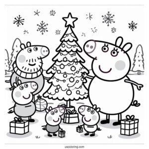 Peppa Pig Family Setting Up Christmas Tree
