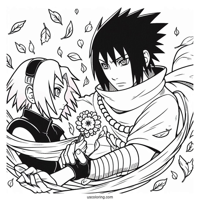 Sasuke Coloring Page Saving Sakura During Great Ninja War