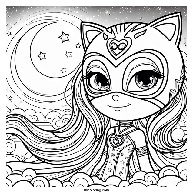 PJ Masks Coloring Page Of Luna Girl In The Night Sky