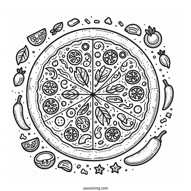Easy Pizza Coloring Picture
