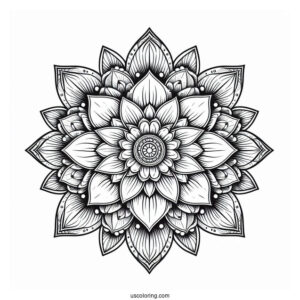 Majestic Flower Mandala Coloring Page With Detailed Petals