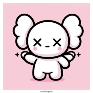 Kawaii Chibi KAWS Coloring Page Companion For Preschoolers
