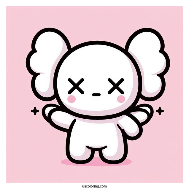 Kawaii Chibi KAWS Coloring Page Companion For Preschoolers