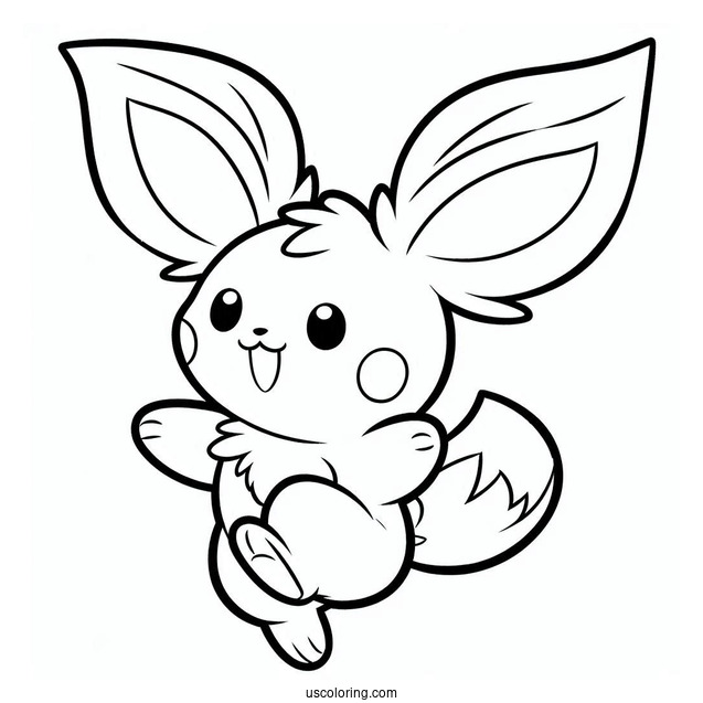 Pichu Coloring Page Leaping In The Air Outline For Preschoolers
