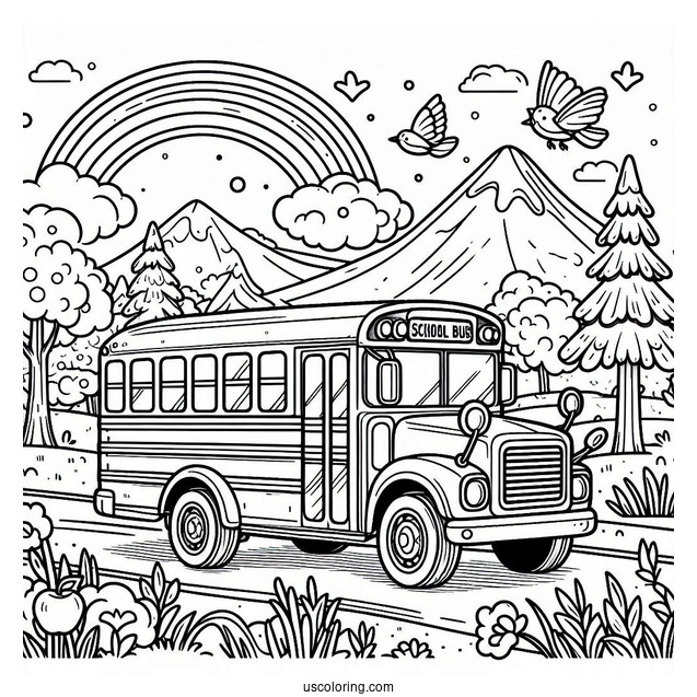 Detailed School Bus Coloring Sheet For Kids
