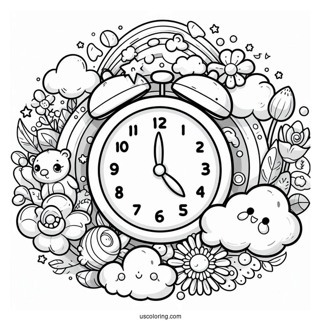 Fun Clock Coloring Page For Preschoolers