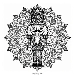 Nutcracker Coloring Page Inside A Snowflake Mandala