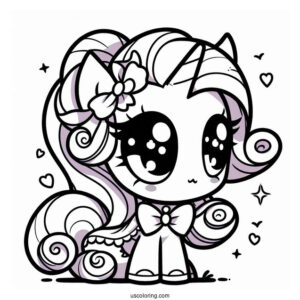 Kawaii Chibi Rarity Coloring Page For Preschoolers