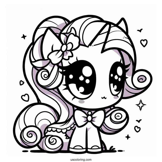 Kawaii Chibi Rarity Coloring Page For Preschoolers