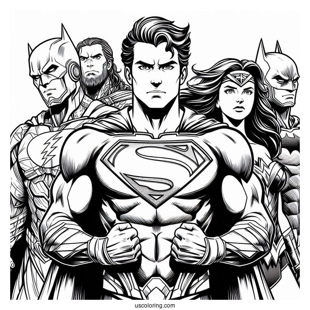Justice League Coloring Page Poster