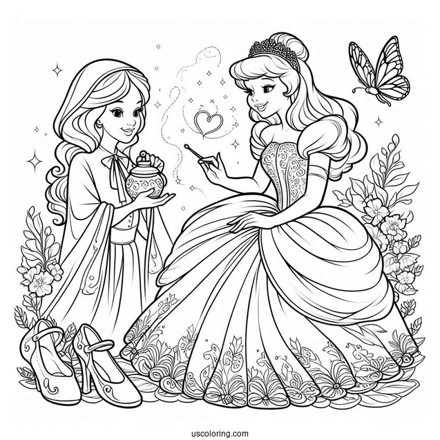 Cinderella And The Fairy Godmother Coloring Sheet