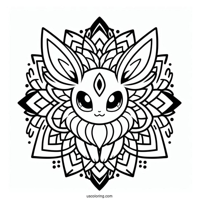 Sylveon Pokemon Mandala Coloring Sheet