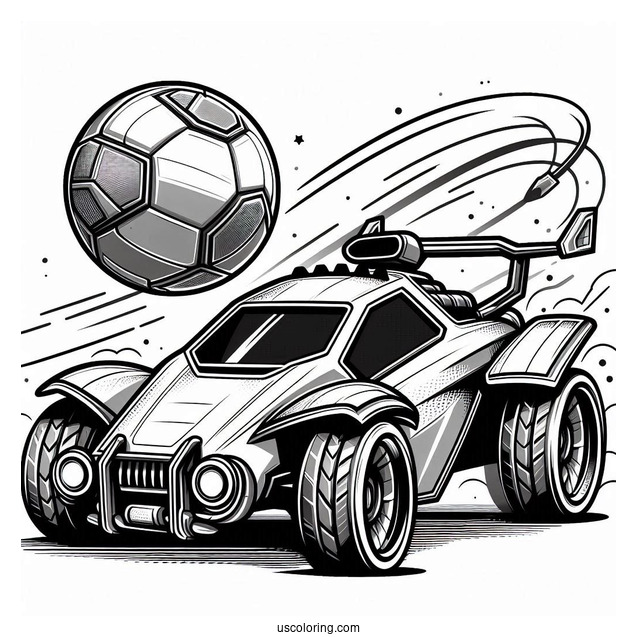 Rocket League Coloring Page Battle Car Next To The Ball